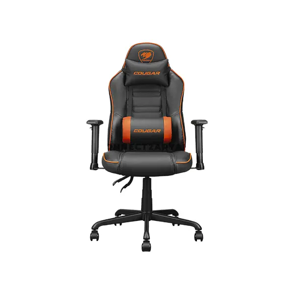 COUGAR FUSION S Orange/Black Ergonomic Gaming Chair with Breathable PVC & PU Leather, Built-in 3D Curved Lumbar Support, Multi-Density Foam Seat, 2D Adjustable Armrests & Class 4 Gas Lift Cylinder
