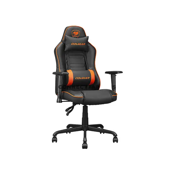 COUGAR FUSION S Orange/Black Ergonomic Gaming Chair with Breathable PVC & PU Leather, Built-in 3D Curved Lumbar Support, Multi-Density Foam Seat, 2D Adjustable Armrests & Class 4 Gas Lift Cylinder