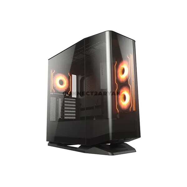 COUGAR FV270 RGB Black Mid Tower PC Case with Curved Tempered Glass, 4×ARGB PWM Fans, USB Type-C Gen 2, Vertical GPU Support, E-ATX Motherboard Support, 420mm GPU Clearance