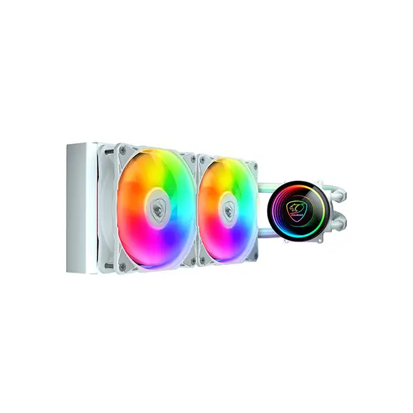 COUGAR Poseidon Elite 240 Liquid CPU Cooler White Edition, 240mm AIO Cooling System, Dual High-Performance Fans, Premium Liquid Cooling Solution for Gaming PCs