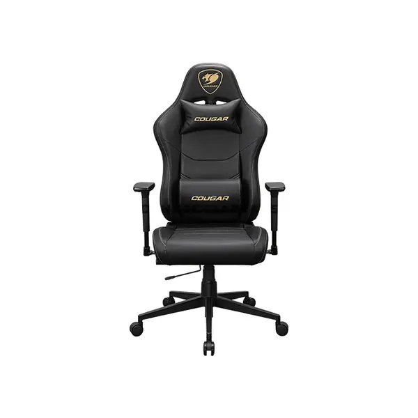 COUGAR PRYME Gold Ergonomic Gaming Chair with Premium PVC Leather, Adjustable Seat Depth, 3D Adjustable Armrests, Adjustable Headrest & Lumbar Support, Class 4 Gas Lift