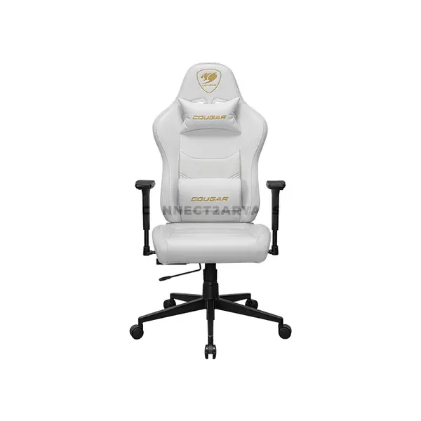 COUGAR PRYME White Ergonomic Gaming Chair with Premium PVC Leather, Adjustable Seat Depth, 3D Adjustable Armrests, Adjustable Headrest & Lumbar Support, Class 4 Gas Lift