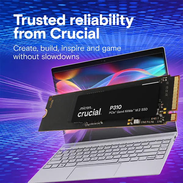 Crucial P310 2TB PCIe Gen4 x4 NVMe M.2 2280 Internal SSD, Up to 7100MB/s Read Speed, Up to 6000MB/s Write Speed, High-Performance Storage Solution for Gaming, Content Creation and Productivity