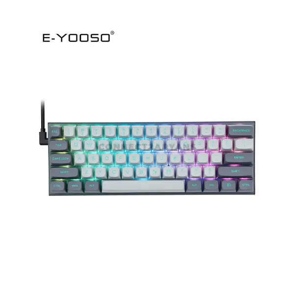 E-YOOSO HZ-61 Magnetic Gaming Keyboard Light Gray Dark Gray, Red Magnetic Switches, 61-Key Compact Layout, Hall Effect Technology, RGB Backlighting, Gaming Keyboard
