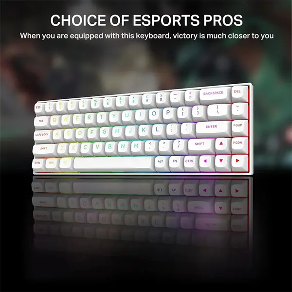 E-YOOSO HZ-68 Magnetic Gaming Keyboard White, Pink Magnetic Switches, 68-Key Compact Layout, Hall Effect Technology, RGB Backlighting, Gaming Keyboard