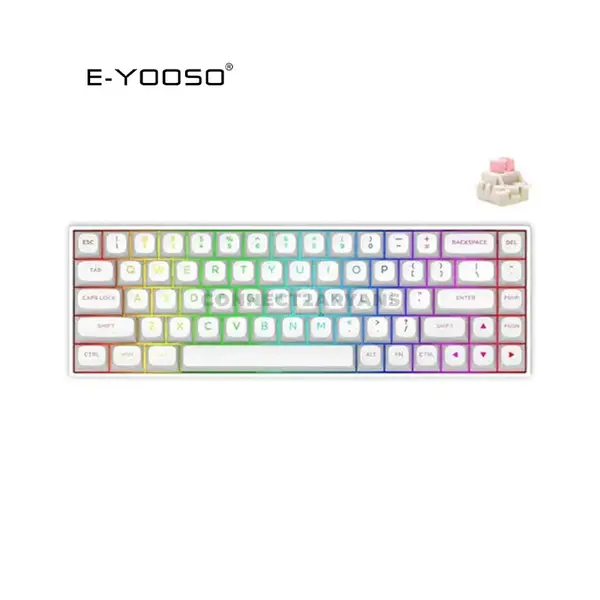 E-YOOSO HZ-68 Magnetic Gaming Keyboard White, Pink Magnetic Switches, 68-Key Compact Layout, Hall Effect Technology, RGB Backlighting, Gaming Keyboard