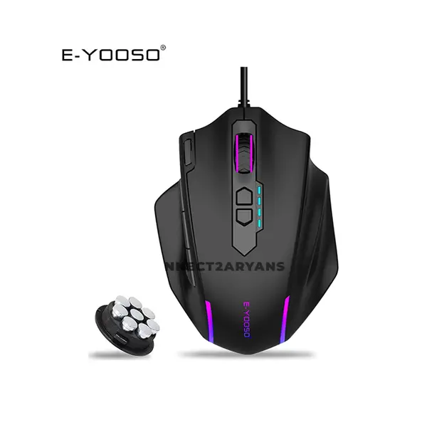 E-YOOSO X-41 Pro Wired Gaming Mouse Black, 12400 DPI Optical Sensor, 12 Programmable Buttons, RGB Lighting Effects, USB Connectivity, 1000Hz Polling Rate Gaming Mouse
