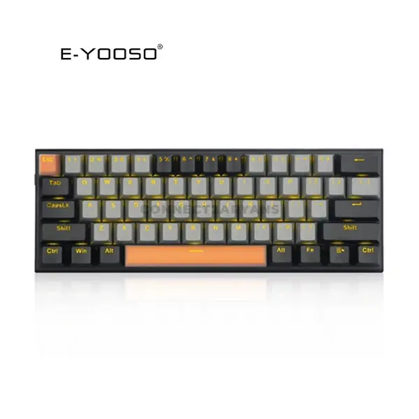 E-YOOSO Z-11 Mechanical Gaming Keyboard Black Gray Orange, Blue Switches, RGB Backlighting, Compact Gaming Layout, Wired Mechanical Keyboard