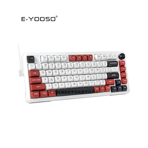 E-YOOSO Z-82 Mechanical Gaming Keyboard White Black Red, Silver Wood Switches, RGB Backlighting, 82-Key Compact Layout, Wired Mechanical Keyboard