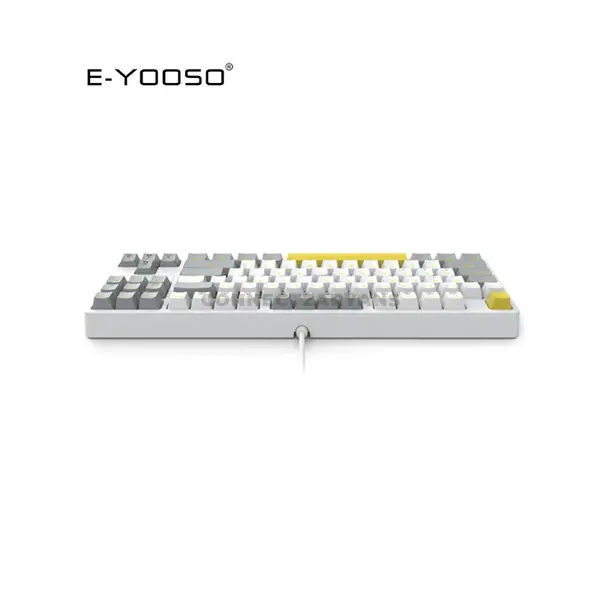 E-YOOSO Z-87 Mechanical Gaming Keyboard White Gray, Red Switches, RGB Backlighting, 87-Key Tenkeyless Layout, Wired Mechanical Keyboard