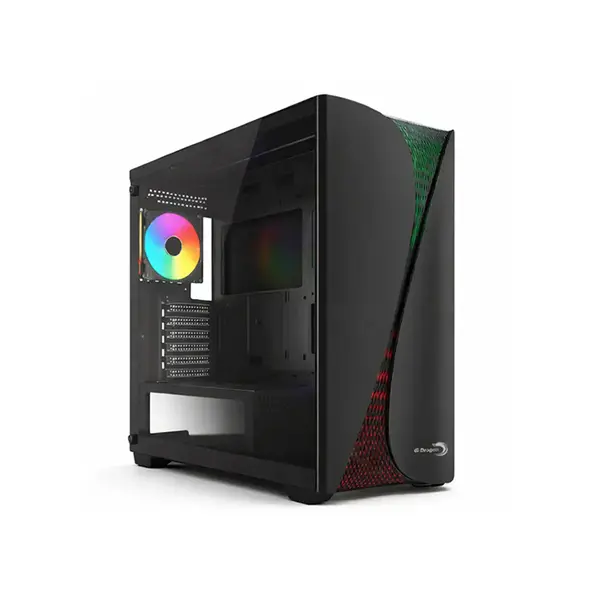 E Dragon Hydra EDG 1089 Black Gaming Case, ARGB Lighting Strip Design, Tempered Glass Side Panel, ATX Mid-Tower Chassis, High-Airflow Gaming PC Case