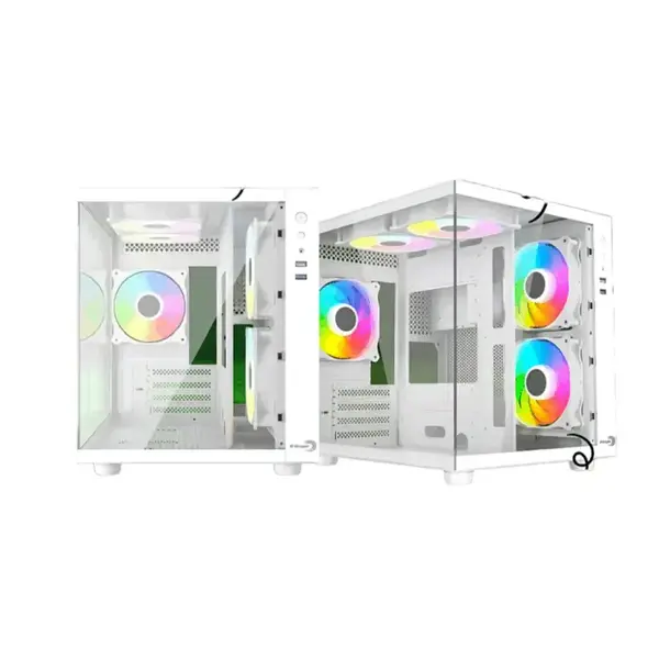 E Dragon Light Fury EG 1116 White Glass Gaming Case, Tempered Glass Side Panel, ARGB Gaming Design, ATX Mid-Tower Chassis, High-Airflow PC Case