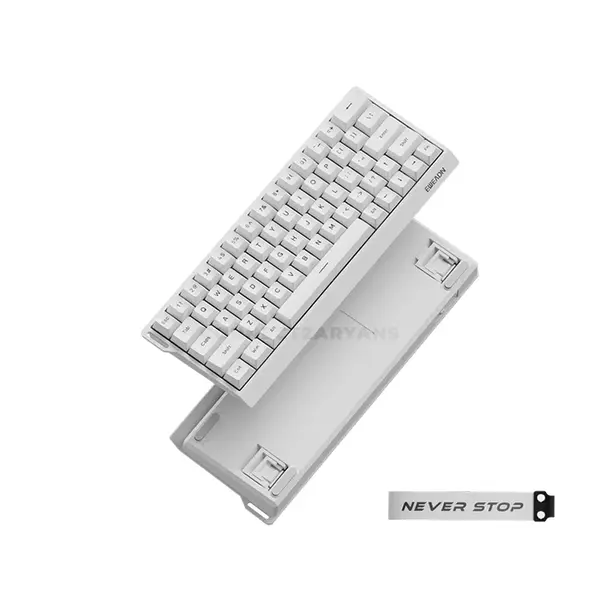 EWEADN DK63 Mechanical Gaming Keyboard White, Tri-Mode Connectivity, 63-Key Compact Layout, Bluetooth + 2.4GHz Wireless + USB-C Wired Gaming Keyboard