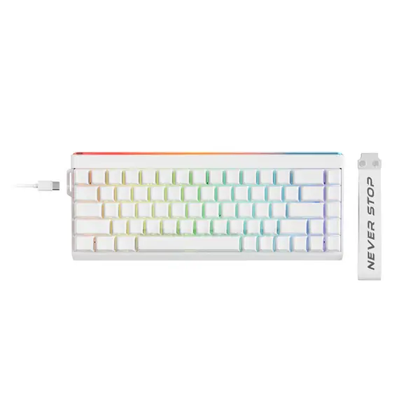 EWEADN DK68 Mechanical Gaming Keyboard White, 68-Key Compact Layout, Wired USB Connectivity, Space-Saving Gaming Keyboard