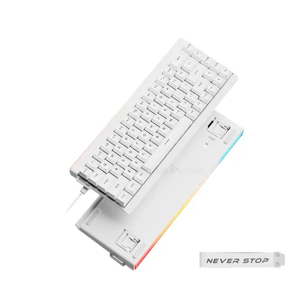 EWEADN DK68 Mechanical Gaming Keyboard White, 68-Key Compact Layout, Wired USB Connectivity, Space-Saving Gaming Keyboard