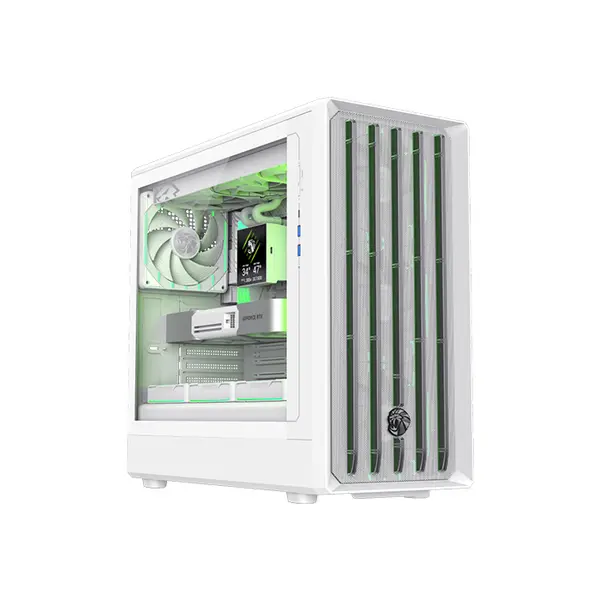 GameMax CLAW 460 White Mid Tower Gaming PC Case, Tempered Glass Gaming Chassis, High-Airflow Design, Premium Gaming and Performance PC Case