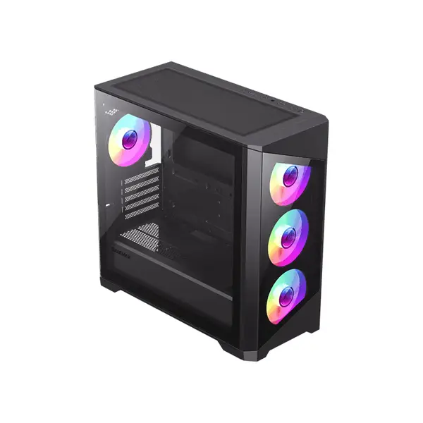 GameMax DESTROYER TGB Micro-ATX Gaming PC Case Black Edition, Tempered Glass Gaming Chassis, Compact High-Airflow Design, Performance Gaming PC Case