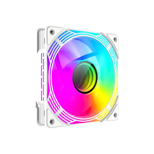 GameMax FN12A-C8I-RW Reverse 120mm ARGB Cooling Fan White Edition, PWM High-Airflow Fan Design, Reverse Blade Configuration, Addressable RGB PC Cooling Fan