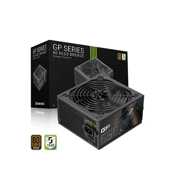 GameMax GP 650B 650W Gaming Power Supply Black Edition, 80 PLUS Bronze Certified Efficiency, Reliable Power Delivery Design, High-Performance ATX PSU for Gaming Systems