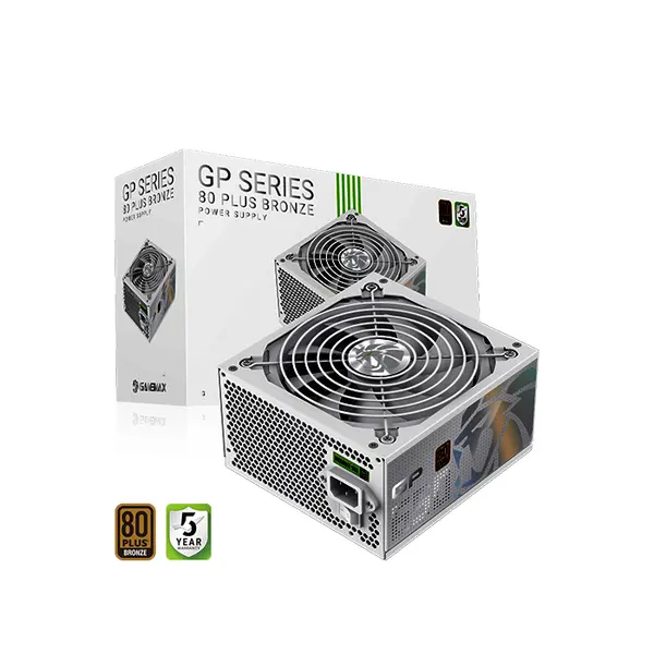 GameMax GP 650B HW 650W Gaming Power Supply White Edition, 80 PLUS Bronze Certified Efficiency, Reliable Power Delivery Design, High-Performance ATX PSU for Gaming Systems