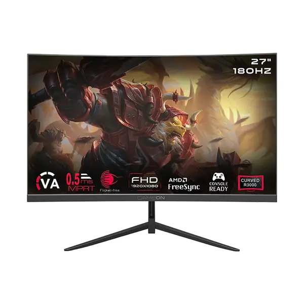 Gameon Pro Series 27 Inch FHD 180Hz Curved Gaming Monitor, Full HD Resolution, 180Hz Refresh Rate, Curved High-Speed Gaming Display