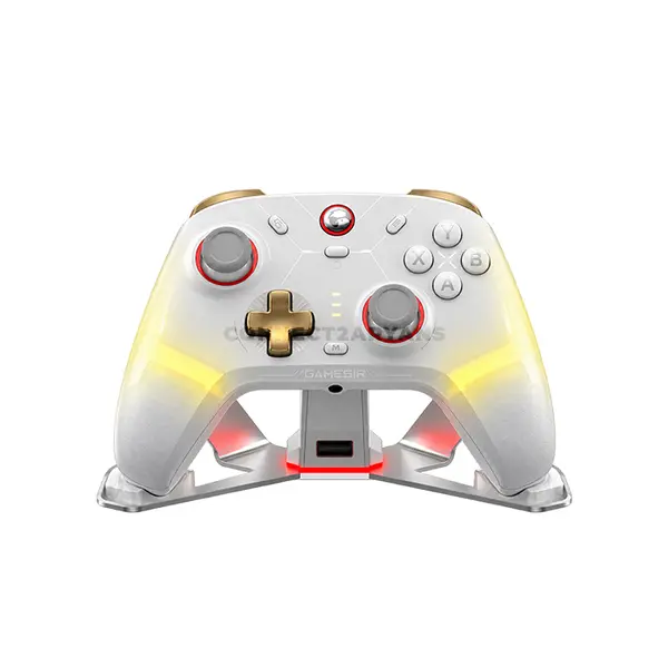 GameSir Cyclone 2 White Wireless Gaming Controller, Mag-Res TMR Sticks, Hall Effect Triggers, Bluetooth, Wireless Dongle & Wired, Micro Switch ABXY, 860mAh Battery, RGB, 6-Axis Gyroscope & Charging Dock GameSir