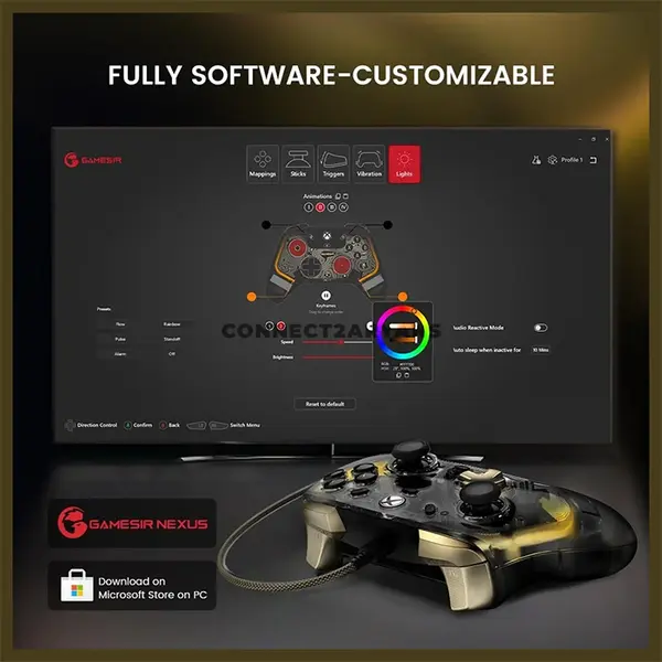 GameSir Kaleid Flux Transparent RGB Wired Gaming Controller for Xbox Series X|S, Xbox One & PC, Anti-Drift Hall Effect Sticks, Hall Effect Analog Triggers, Membrane ABXY Buttons, 2 Mappable Back Buttons, 4 Rumble Motors, Customizable RGB Lighting 