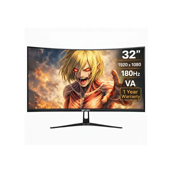 GFURY Titan Pro 32 Inch Curved Full HD 180Hz VA Gaming Monitor, 1920×1080 Resolution, Curved VA Panel Technology, High Refresh Rate Immersive Gaming Display for Competitive Play