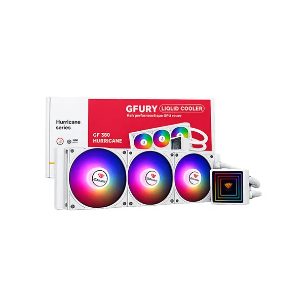 GFURY GF 360 Hurrican 360mm ARGB Liquid CPU Cooler, White Edition, Triple Fan AIO Water Cooling System with Addressable RGB Lighting