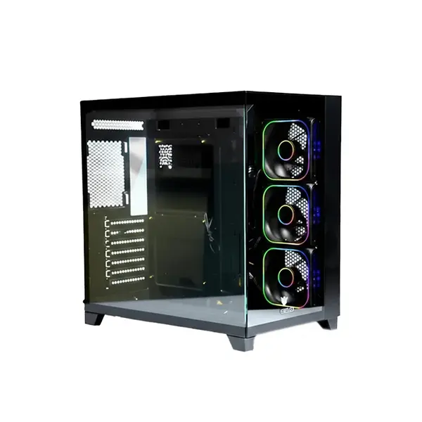 GFURY Mighty GF 300 Black Gaming Case, Tempered Glass Mid-Tower Chassis, Optimized High-Airflow Cooling Layout, Performance Gaming PC Case