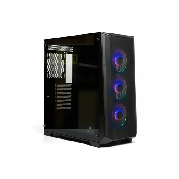 GFURY Pluto GF 390 Black Gaming Case, Tempered Glass Mid-Tower Chassis, High-Airflow Cooling Design, Modern Gaming PC Case for Enthusiast Builds