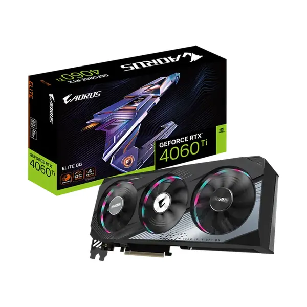 GIGABYTE AORUS GeForce RTX 4060 Ti ELITE 8G Graphics Card, 8GB GDDR6, 4352 CUDA Cores, 2655MHz Boost Clock, WINDFORCE Triple-Fan Cooling, PCIe 4.0 Graphics Card