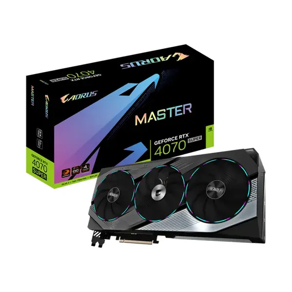 GIGABYTE AORUS GeForce RTX 4070 SUPER MASTER 12G Graphics Card, 12GB GDDR6X, 7168 CUDA Cores, 2655MHz Boost Clock, WINDFORCE Triple-Fan Cooling, PCIe 4.0 Graphics Card