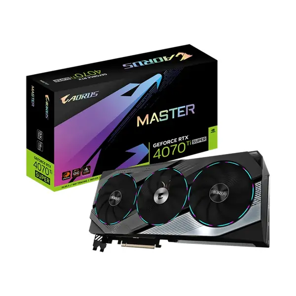 GIGABYTE AORUS GeForce RTX 4070 Ti SUPER MASTER 16G Graphics Card, 16GB GDDR6X, 8448 CUDA Cores, 2670MHz Boost Clock, WINDFORCE Triple-Fan Cooling, PCIe 4.0 Graphics Card