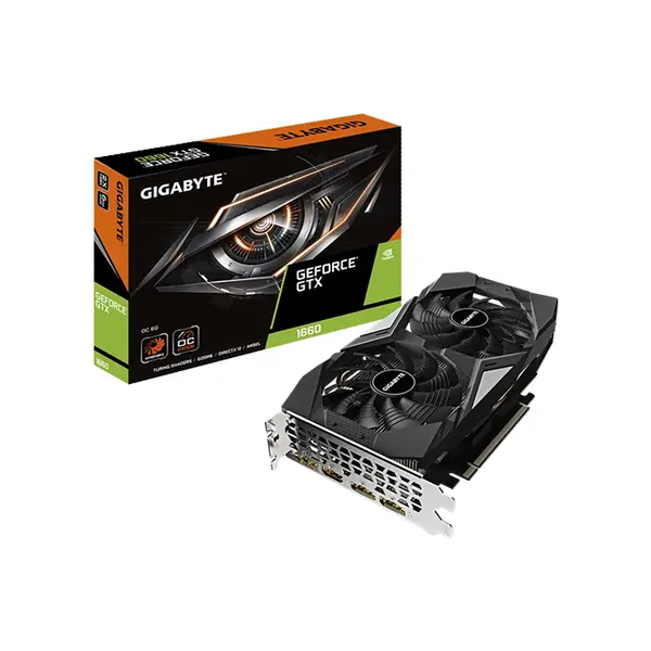 GIGABYTE GeForce GTX 1660 OC 6G Graphics Card, 6GB GDDR5 Memory, 1830MHz Boost Clock, WINDFORCE Dual Fan Cooling System, NVIDIA Turing Gaming GPU