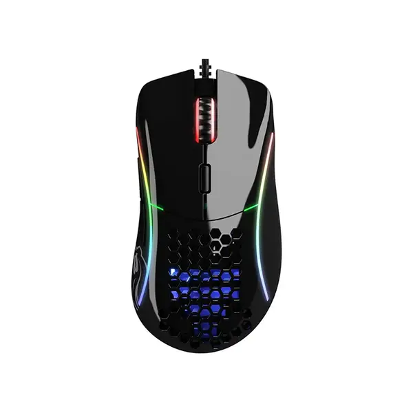 Glorious Model D Glossy RGB Ergonomic Gaming Mouse Black Edition, Ultra-Lightweight Honeycomb Shell Design, RGB Lighting Effects, Competitive Esports Gaming Mouse