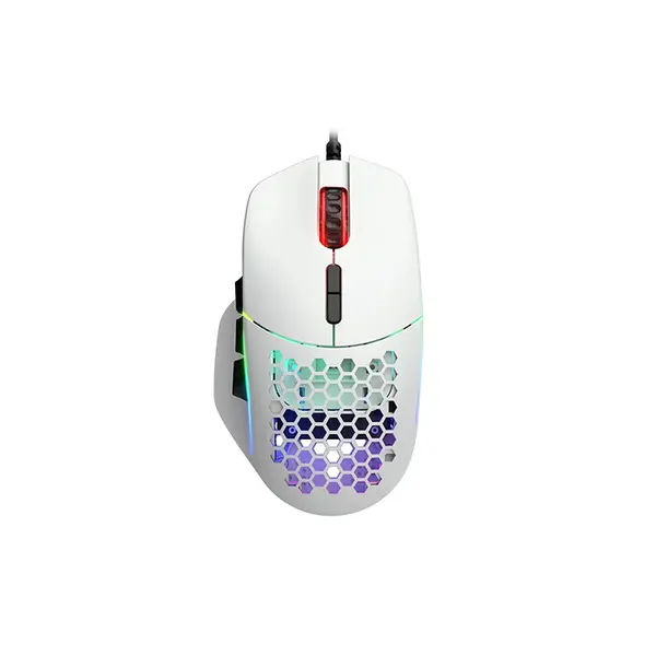 Glorious Model I Matte RGB Modular Gaming Mouse White Edition, Customizable Side Button Design, RGB Lighting Effects, High-Performance Modular Gaming Mouse