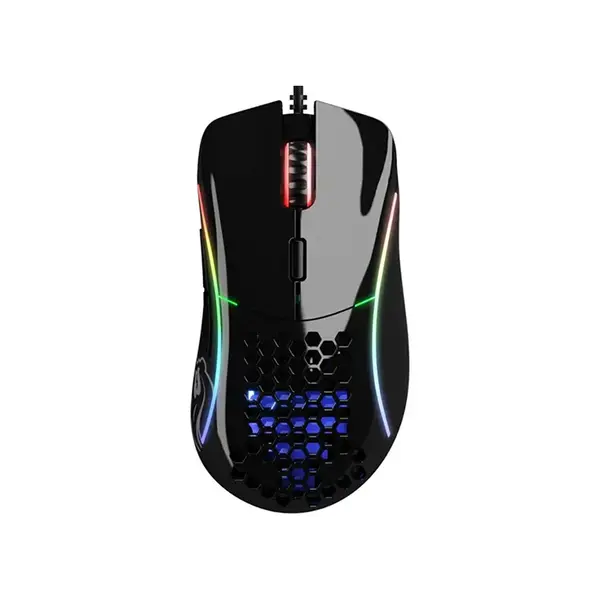 Glorious Model O Minus Glossy RGB Gaming Mouse Black Edition, Ultra-Lightweight Honeycomb Shell Design, RGB Lighting Effects, Competitive Esports Gaming Mouse