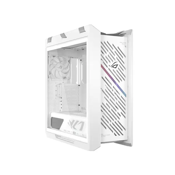 ASUS GX601S ROG Strix Helios II White Edition EATX Mid Tower Gaming Case, Dual Tempered Glass Panels, 420mm Radiator Support, 450mm GPU Clearance, 4 Pre-Installed 140mm Fans