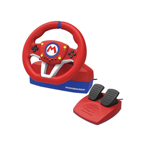 Hori Mario Kart Racing Wheel Pro Mini for Nintendo Switch, Compact Racing Wheel Controller, Pedal Support Included, Plug-and-Play Driving Simulation Accessory