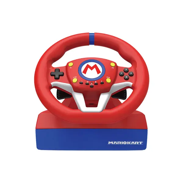 Hori Mario Kart Racing Wheel Pro Mini for Nintendo Switch, Compact Racing Wheel Controller, Pedal Support Included, Plug-and-Play Driving Simulation Accessory
