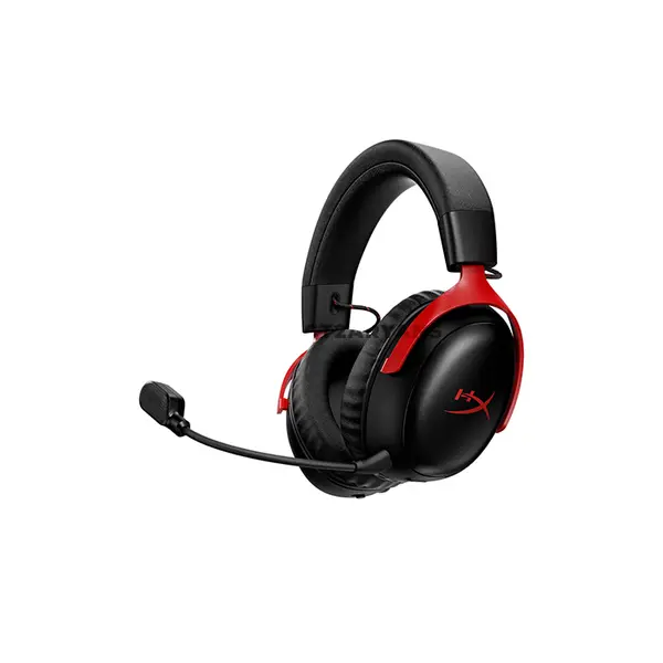 HyperX Cloud III S Wireless Gaming Headset Black/Red, 53mm Angled Dynamic Drivers, 2.4GHz Wireless & Bluetooth 5.3, Up to 120-Hour 2.4GHz / 200-Hour Bluetooth Battery Life, Detachable 10mm Microphone, 20m Wireless Range, Multi-Platform Gaming Headset