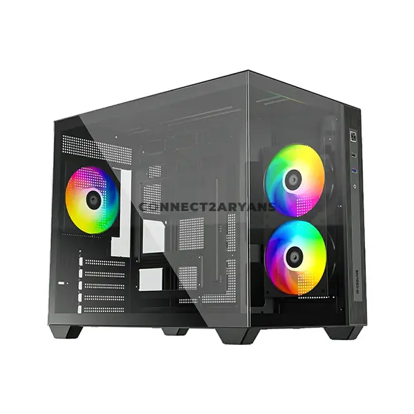 ID-COOLING VIEW 500 ARGB Black Micro-ATX PC Case, 407mm GPU Support, 360mm Top Radiator, 3 Pre-Installed 120mm PWM ARGB Fans, 162mm CPU Cooler Clearance, Tempered Glass & ATX PSU Support