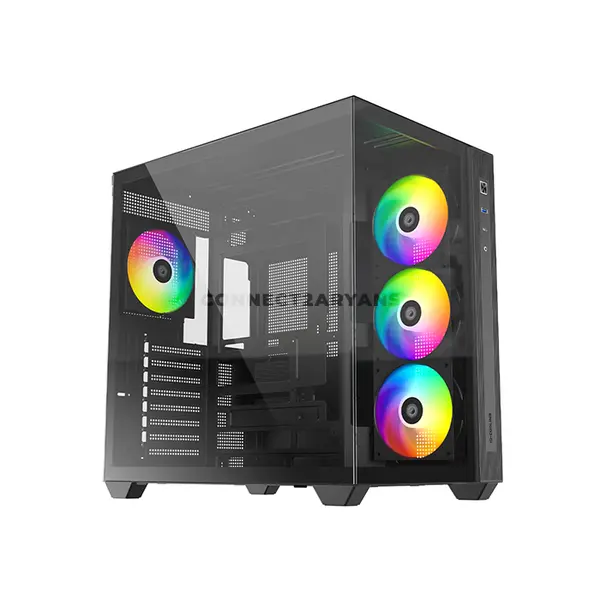 ID-COOLING VIEW 510 ARGB Black ATX PC Case, 407mm GPU Support, 360mm Side & Top Radiator Support, 4 Pre-Installed 120mm ARGB Fans, Tempered Glass Panels & USB Type-C Front I/O