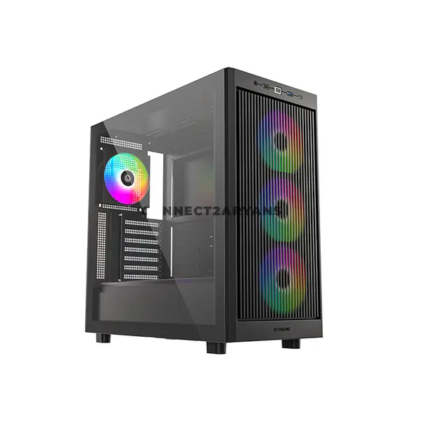 ID-COOLING WARE 510 ARGB Black ATX PC Case, 380mm GPU Support, 360mm Front & Top Radiator Support, 4 Pre-Installed 120mm ARGB Fans, 180mm CPU Cooler Clearance, Tempered Glass & USB Type-C Front I/O