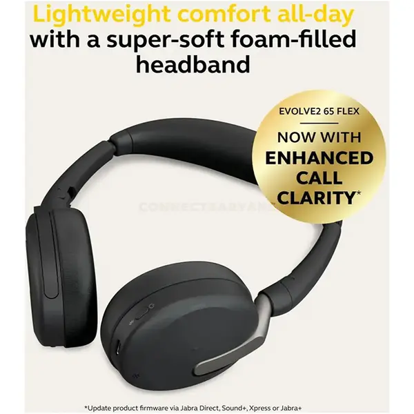 Jabra Evolve2 65 26699-989-999 Flex Stereo Professional Wireless Office Headset, 28mm Speakers, Hybrid ANC, 6-Microphone Technology, Bluetooth 5.2, 30m Wireless Range, Up to 32 Hours Battery, HearThrough & 360° Busylight