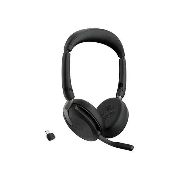 Jabra Evolve2 65 26699-989-999 Flex Stereo Professional Wireless Office Headset, 28mm Speakers, Hybrid ANC, 6-Microphone Technology, Bluetooth 5.2, 30m Wireless Range, Up to 32 Hours Battery, HearThrough & 360° Busylight