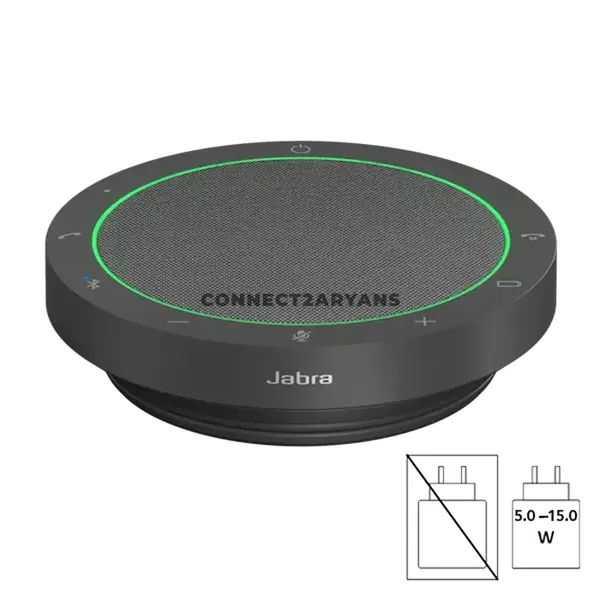 Jabra Speak2 55 Black Portable Conferencing Speakerphone, Full Duplex Audio, 4-Microphone Beamforming Array, USB-C / USB-A, Bluetooth, Up to 12 Hours Battery Life, IP64 Dust & Water Resistance