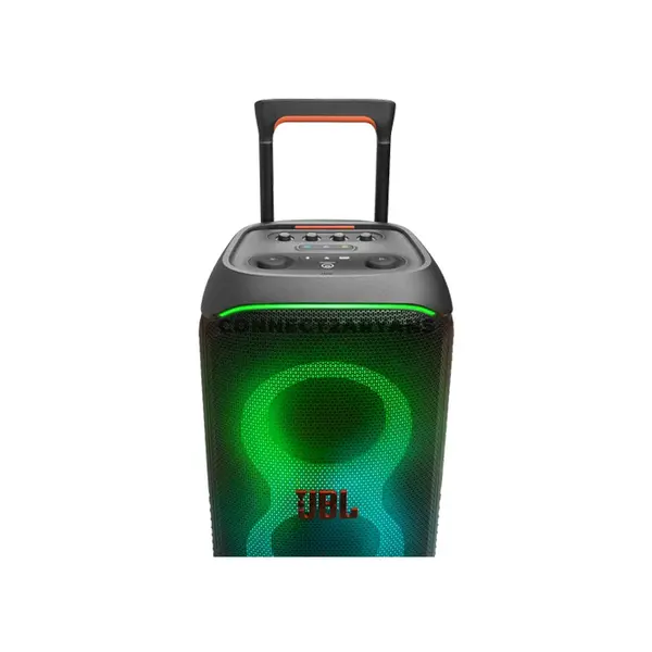 JBL PartyBox Stage 320 Black Portable Party Speaker, 240W RMS JBL Pro Sound, AI Sound Boost, Bluetooth 5.4, Adaptive Lightshow, 18-Hour Battery, IPX4 Splashproof, Auracast, Dual Mic & Guitar Inputs, Wheels & Handle