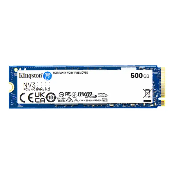 Kingston NV3 PCIe 4.0 NVMe M.2 SSD 500GB Internal Solid State Drive, M.2 2280, PCIe Gen 4x4, Up to 5,000MB/s Read & 3,000MB/s Write, 3D NAND Storage Upgrade
